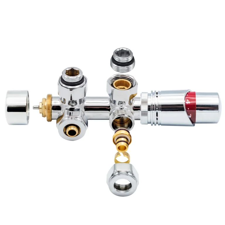 Thermostatische aansluitset chrome haaks