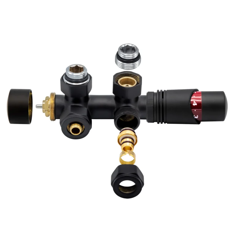 Thermostatische aansluitset zwart haaks