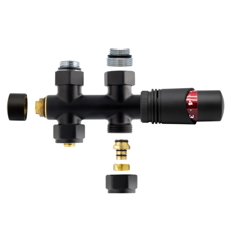 Thermostatische aansluitset zwart recht