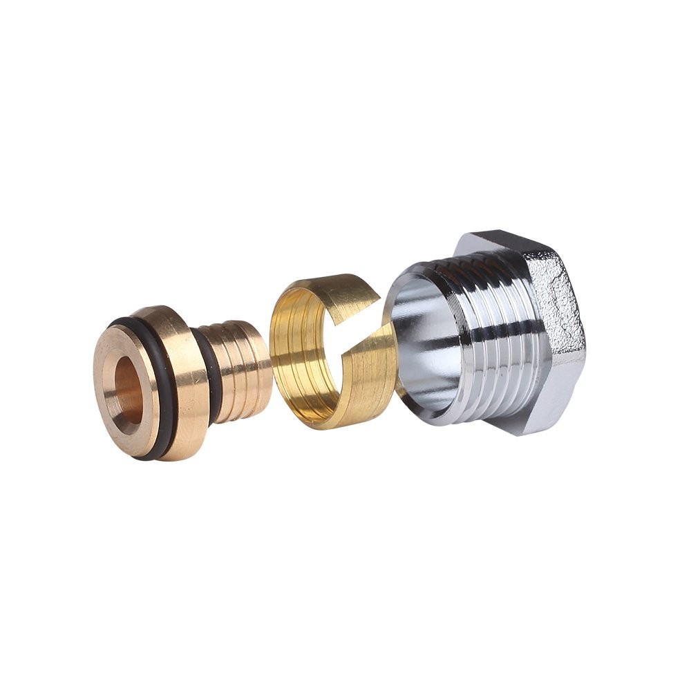 Thermostatische Pex Aansluitadapter Chroom Ø16x2 mm 1/2 Buitendraad