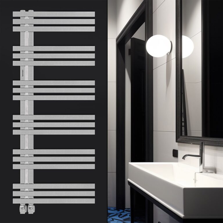 Vista Geborsteld Mat Inox Glanzende Latten Designradiator