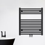 69x60 cm Alya Zwarte Designradiator Midden Aansluiting