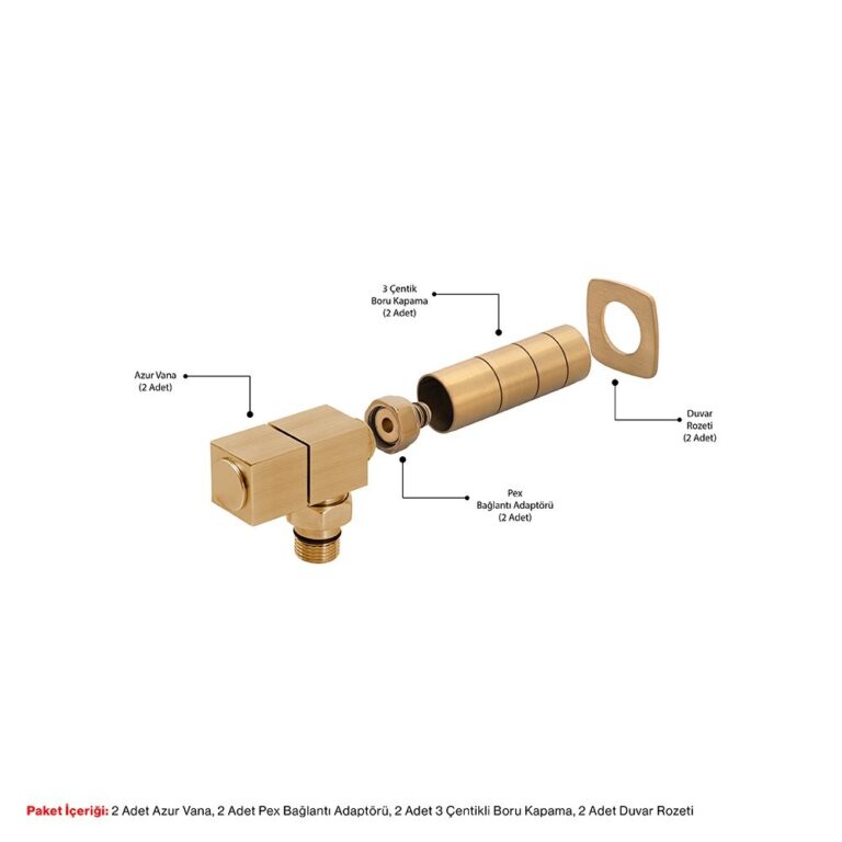 Azur Hoek Geborsteld Brass Gold Ventiel Pakket