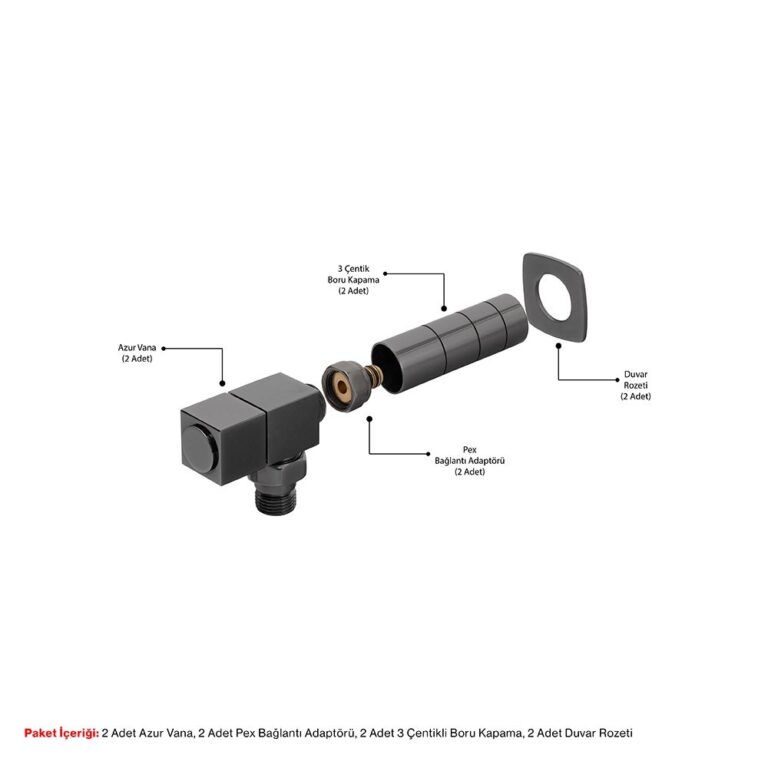 Azur Hoek Glanzend Zwart Chroom Ventiel Pakket