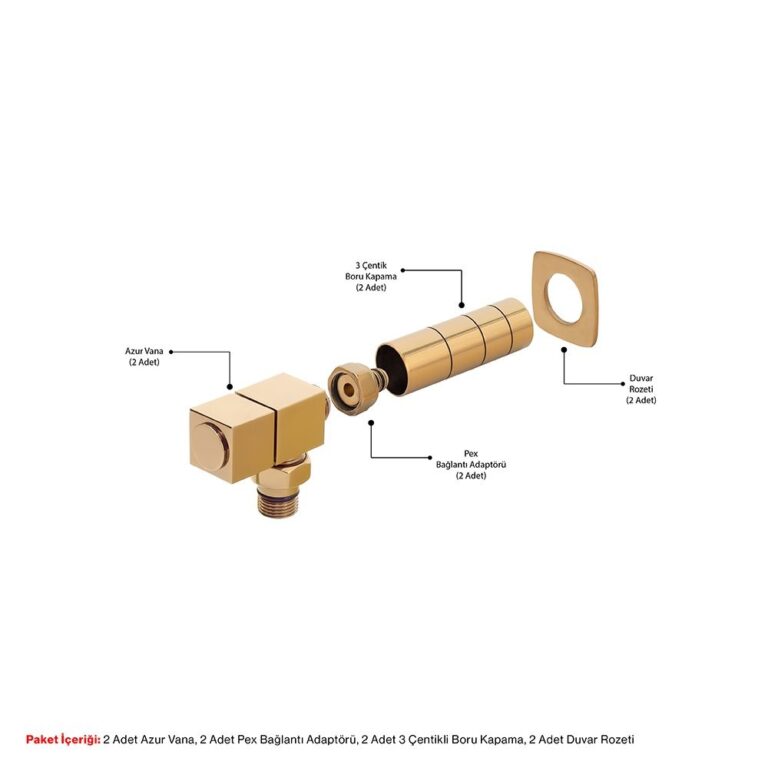 Azur Hoek Glanzend Brass Gold Ventiel Pakket