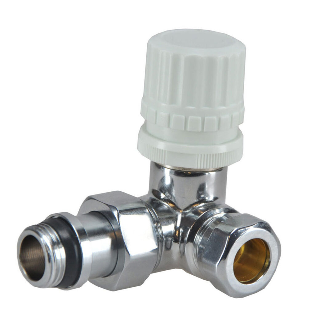 Luxe therm ventiel 1/2''x15 (M22) knel haaks links chroom