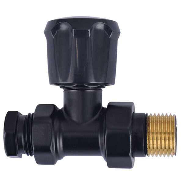 Radiator-ventiel+adaptor 15 mm 1/2 recht vernikkeld mat-zwart