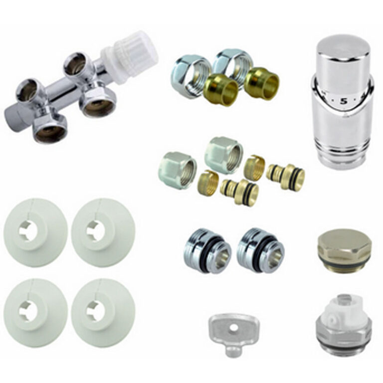 Set onderblok compl haaks (rechts) 16x2,0 +15 knel chroom