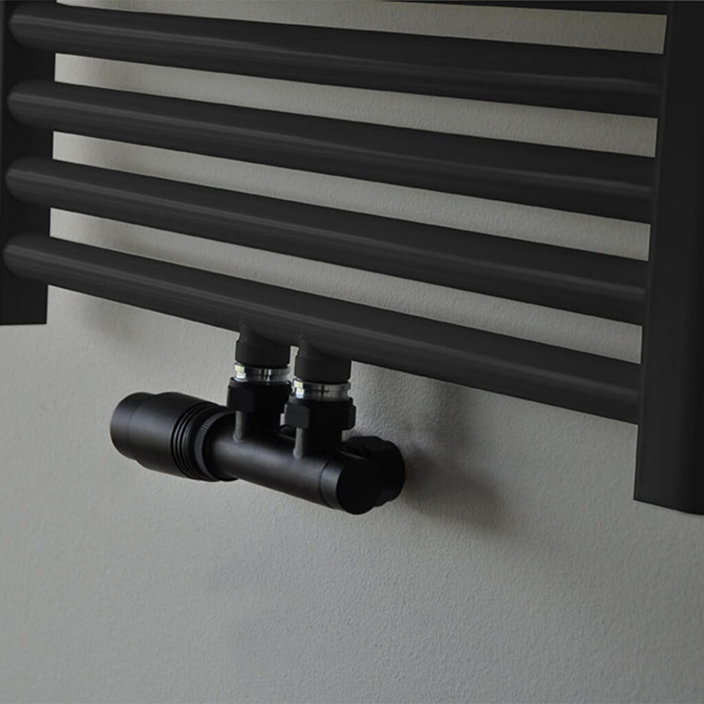 Set thermostatisch onderblok haaks-links mat zwart