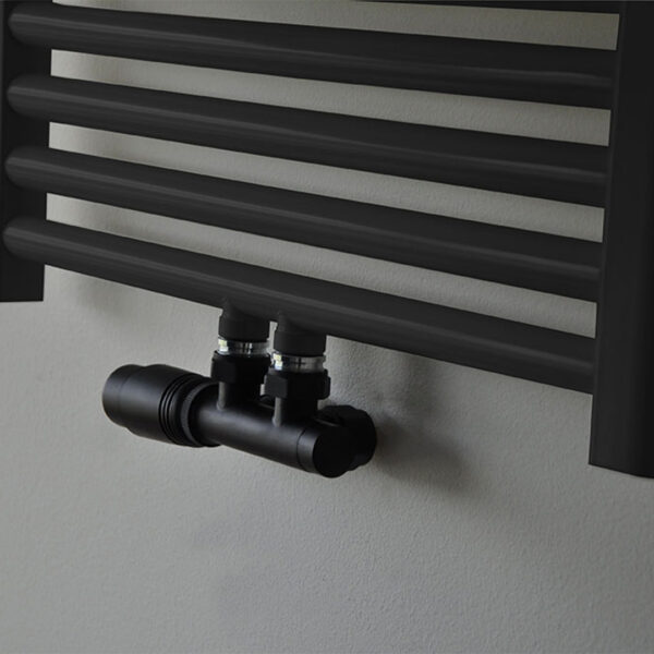 Set thermostatisch onderblok haaks-links mat zwart