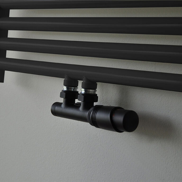 Set thermostatisch onderblok haaks-rechts mat zwart