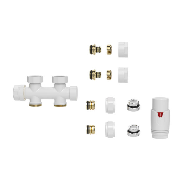 Set thermostatisch onderblok recht glans wit