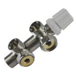 Thermostatisch 3/4 onderblok haaks-rechts geborsteld staal