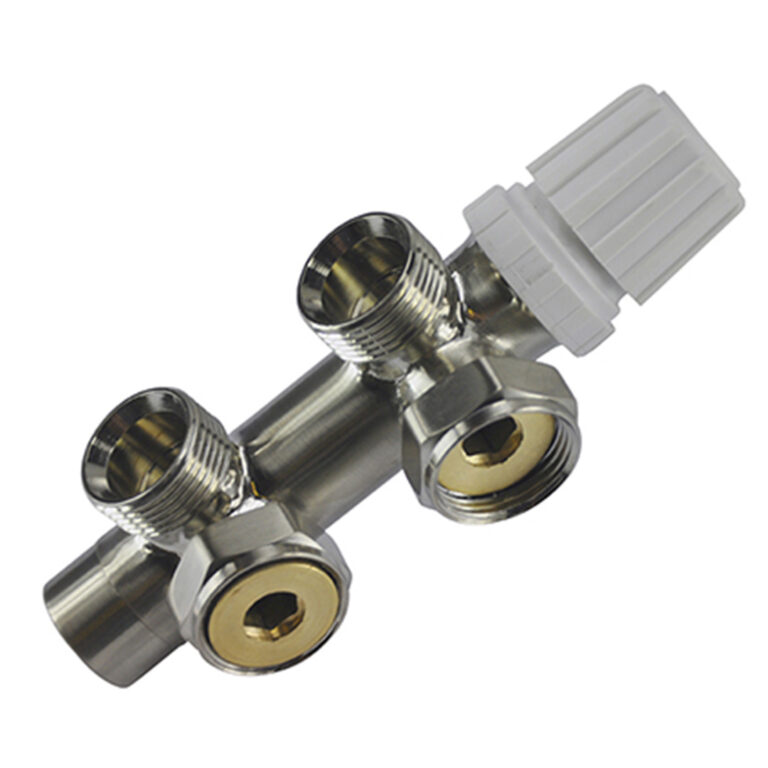 Thermostatisch 3/4 onderblok haaks-rechts geborsteld staal