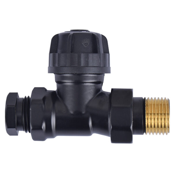 Thermostatisch ventiel zonder knop 1/2 recht+adaptor mat zwart