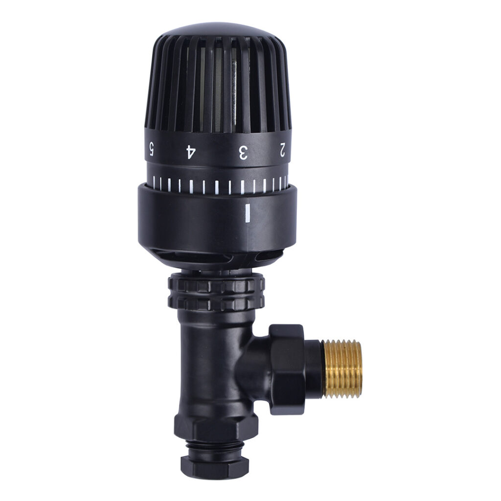Thermostatische radiatorventiel 1/2''x15 mm haaks mat zwart