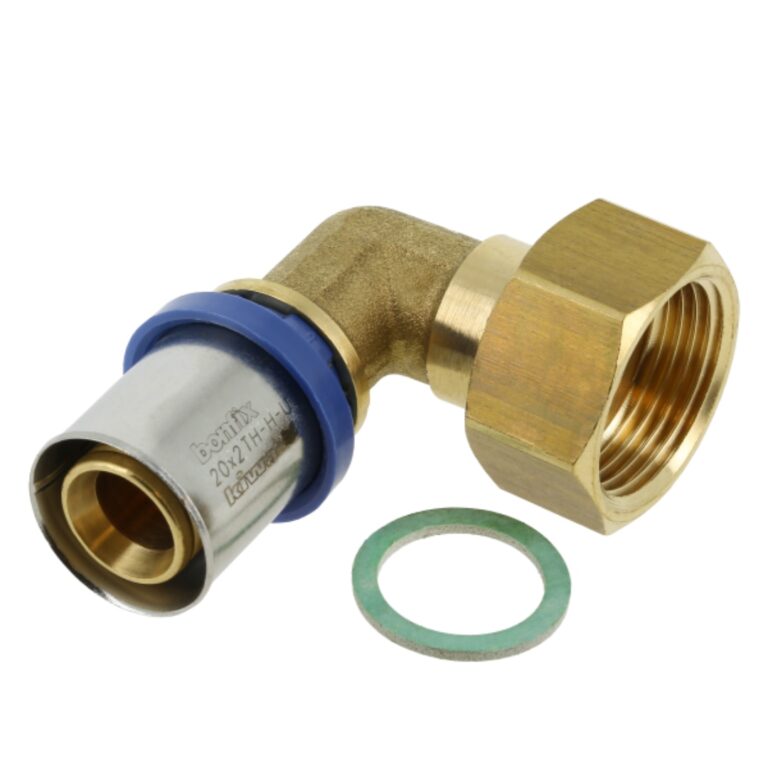 2-delige kniekoppeling met losse klingerit ring binnendraad x alu-pers