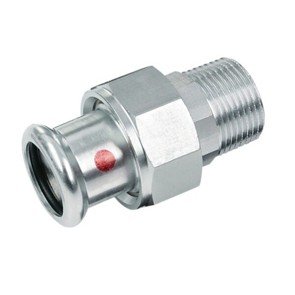 Bonfix 3-delige koppeling - met vlakke dichting conische buitendraad (R) x press (m-profiel)