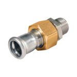 Bonfix 3-delige koppeling vlakdichtend - buitendraad (R) x press (m-profiel) - goud