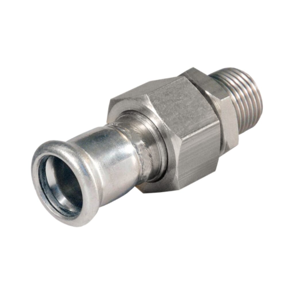 Bonfix 3-delige koppeling vlakdichtend - buitendraad (R) x press (m-profiel) - zilver