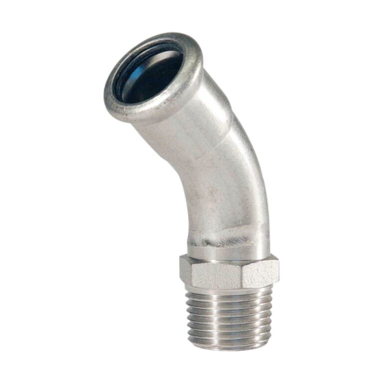 Bonfix bocht 45° - conische buitendraad (R) x press (m-profiel)