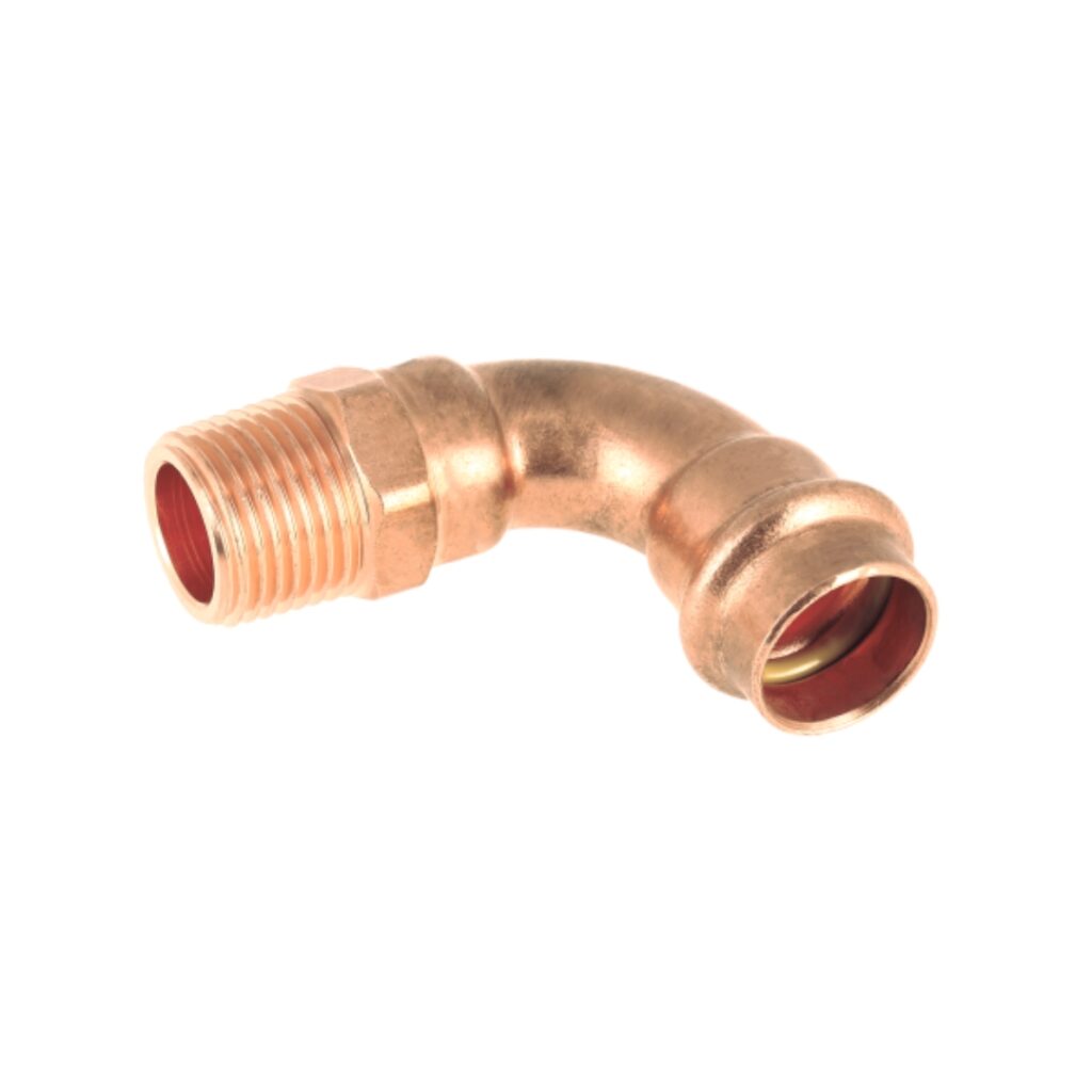 Bonfix bocht 90° - conische buitendraad x press (v-profiel)