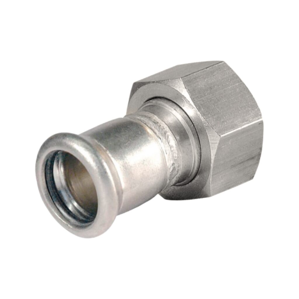 Bonfix wartelkoppeling - met vlakke dichting binnendraad (G) x press (m-profiel) - zilver